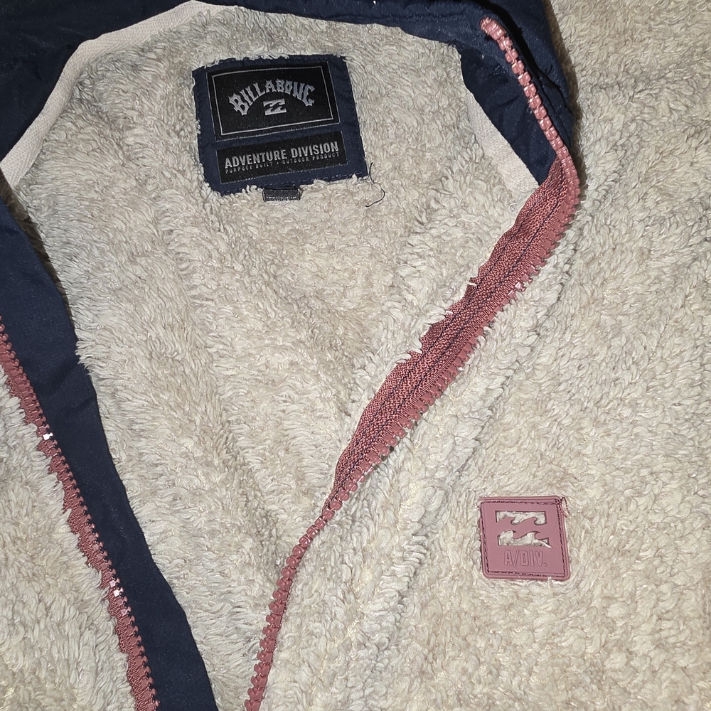 Vintage Billabong Cream and Navy Hooded Jacket